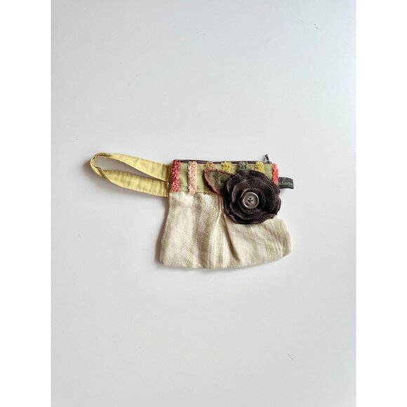 Handmade BATAVIA BY SIL Embellished Cotton Felt Rosette Wristlet Pouch - Picture 1 of 9